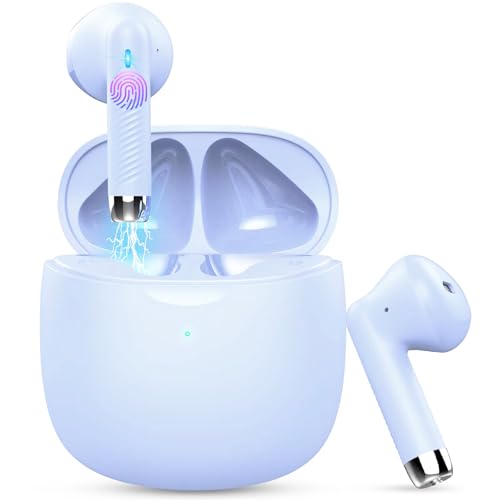 Wireless Earbuds, Bluetooth 5.4 Earbuds Stereo Bass, Bluetooth Headphones | in Ear Noise Cancelling Mic, Earphones IP7 Waterproof Sports, 32H Playtime USBC Charging Case Purple Ear Buds for Android iOS - color: Glossy Purple