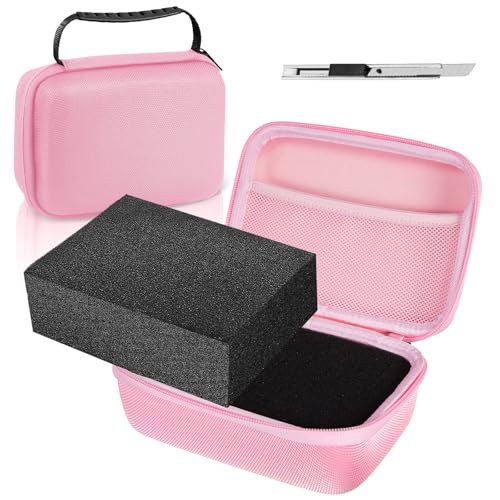 Relaxweex Hard Case with Foam, 7.1 X 4.7 X 3.1 Inch, Pink | EVA Waterproof Shockproof Case, Customizable Foam for Camera Electronics Instruments, Digital Products, with Knife - color: Pink, size: 7.1 x 4.7 x 3.1 inch