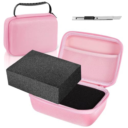 Relaxweex Hard Case with Foam, 7.1 X 4.7 X 3.1 Inch, Pink | EVA Waterproof Shockproof Case, Customizable Foam for Camera Electronics Instruments, Digital Products, with Knife - color: Pink, size: 7.1 x 4.7 x 3.1 inch