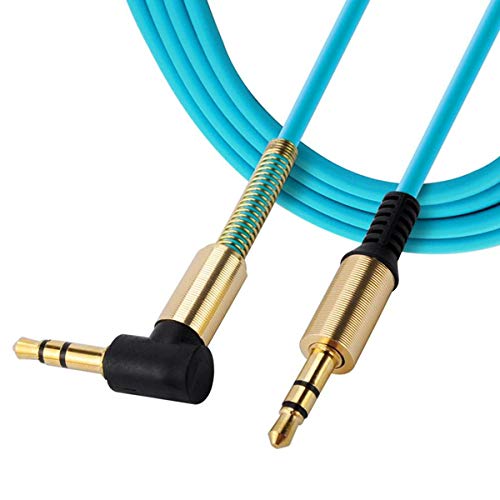 JacobsParts 3.5mm AUX Cable Car Stereo Audio Auxiliary Headphone Jack Cord Right Angle Male to Male, 3ft (Blue) - color: Blue