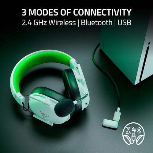 Razer BlackShark V3 X HyperSpeed Wireless Xbox Gaming Headset, White | 50mm Drivers, Cardioid Mic, 2.4 GHz, Bluetooth, Works with PC, Mac, PS5, Nintendo Switch, Smartphone, 70 Hr Battery - color: White, style: Xbox