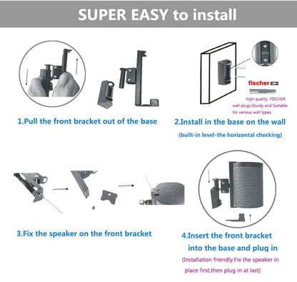 Wall Mounts Brackets-Pair Set(2PCS) for SONOS ONE/SONOS ONE SL/SONOS Play 1 Speaker (Include 2PCS,Swivel and Tilt,Compatible with Both SONOS ONE/ONE SL/SONOS Play 1,White Pair) - color: WHITE, size: Pair set