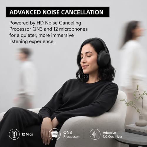 Sony WH1000XM6/B Best Wireless Noise Canceling Headphones, Black Bundle with Deco Essentials Headphones Ear Pads Replacement Headset Ear Cushions and Deco Gear Unofficial Master Guide - color: Charcoal