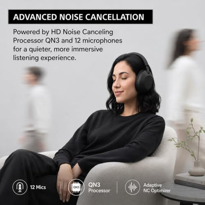 Sony WH-1000XM6 The Best Noise Canceling Wireless Headphones, HD NC Processor QN3, 12 Microphones, Adaptive NC Optimizer, Mastered by Engineers, Studio-Quality, 30-Hour Battery with Deco Guide Bundle - color: Obsidian