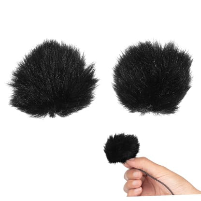 2 Pcs Outdoor Microphone Windscreen Wind Muff Covers for Lavalier Mic Lightweight Furry Fabric Windshield for Noise Reduction Mic Protection and Clear Audio Recording
