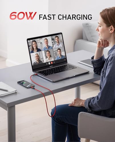 USB C to USB C 케이블 60W [2팩 3FT] 차량용 USB 타입 C 고속 충전 케이블 | 내구성이 뛰어난 브레이드 아이폰 USB-C 케이블 USBC - USBC 코드 아이폰 17/16/15/프로 맥스/플러스, 삼성 갤럭시 S23 및 기타용 - 레드 - color: 레드, size: 3피트, style: USB C - USB C