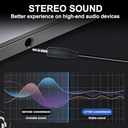 3.5 mm to Dual RCA Audio Cable 1x Male to 2X RCA, Black | Female 1/8 Stereo Mini Jack RCA Adapter Audio Plated Copper Shell Stereo Audio Adapter Cable