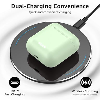 TOZO T6 Wireless Earbuds Bluetooth 5.3 Stereo Sound in Ear Headphones | 50H Long Playtime Ear buds with Charging Case, App Customizable EQs, IPX8 Waterproof Earphones, AI Calls, Deep Bass - color: Green