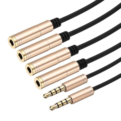 MECCANIXITY 2Pcs 3.5mm Splitter Male to 2 Dual 3.5mm Female Y Jack Aux Splitter for Phone Headset Tablets, 1ft, Gold - color: Gold