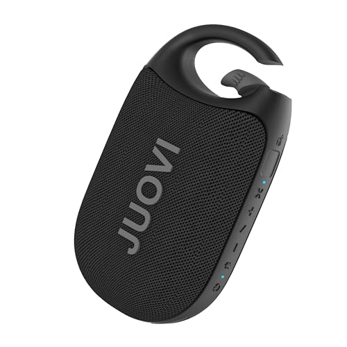 JUOVI Clip Portable Bluetooth Speaker Wireless,Stereo Sound,24H Playtime,Loud Volume,Bluetooth 5.3 Connectivity,IP68 Waterproof,Built-in Carabiner,Speaker for Beach,Room,and Outdoor Travel (Black) - color: Black