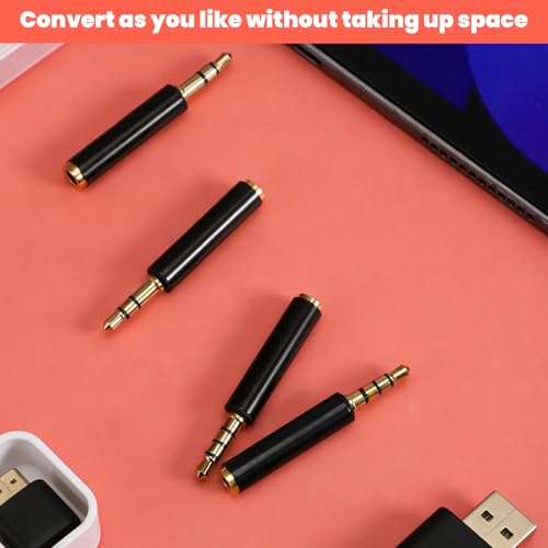 Molain 4 Pack 3.5mm TRS Male to 3.5mm TRRS Adapter, TRRS to TRS Adapter Male to Female Microphone Audio Converter Microphone Audio Adapters Compatible with Cameras Recorders Camcorders Audio