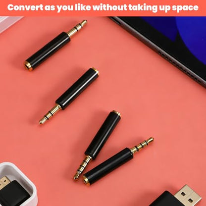 Molain 4 Pack 3.5mm TRS Male to 3.5mm TRRS Adapter, TRRS to TRS Adapter Male to Female Microphone Audio Converter Microphone Audio Adapters Compatible with Cameras Recorders Camcorders Audio