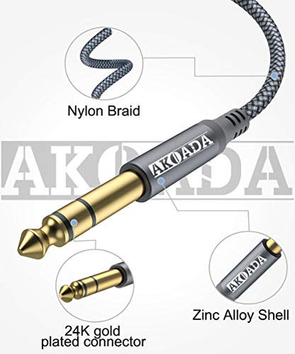 1/8 to 1/4 Stereo Cable AkoaDa 3.5mm to 6.35mm Stereo Audio Cable 6.6ft 6.35mm 1/4" Male to 3.5mm 1/8" Male TRS Bidirectional Stereo Audio Cord Jack for Guitar,Laptop, Home Theater Devices, Amplifiers - size: 6.6FT