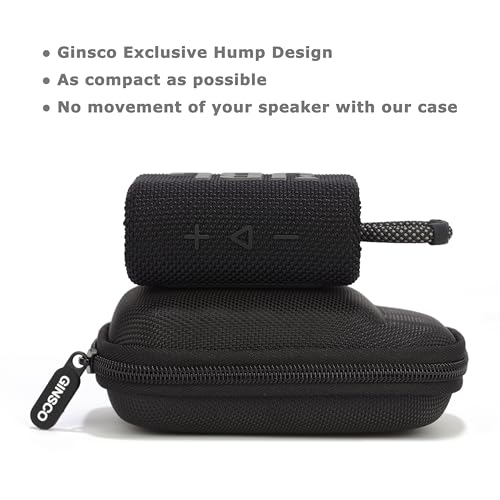 Ginsco Case for JBL Go 4 and Go 3- Ultra-Portable, Waterproof and Dustproof Bluetooth Speaker, for Go 3 - Mini Bluetooth Speaker, Travel Carrying Hard Case with Detachable Strap(Black) - color: Black