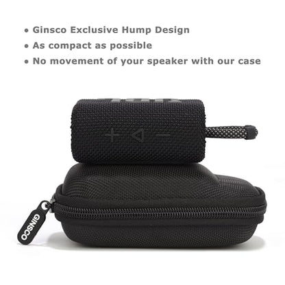 Ginsco Case for JBL Go 4 and Go 3- Ultra-Portable, Waterproof and Dustproof Bluetooth Speaker, for Go 3 - Mini Bluetooth Speaker, Travel Carrying Hard Case with Detachable Strap(Black) - color: Black