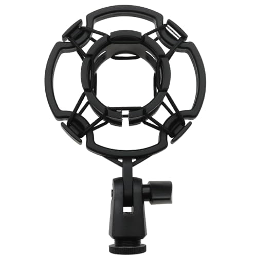 Universal Microphone Shock Mount for 42-46mm Mics, Professional Anti-Vibration Holder with 3/8" or M16 Thread, Compatible with Studio Condenser Microphone for Recording, Podcasting, Streaming