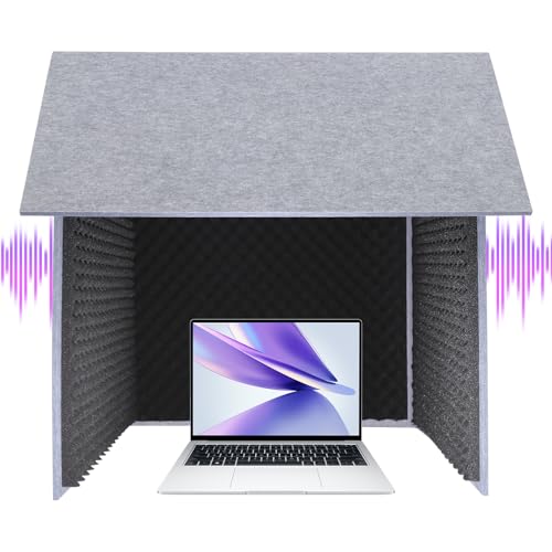 Desktop Soundproof Cover, 80x80cm Portable Vocal Isolation Booth with Acoustic Foam, Microphone Isolation Booth Cube, Noise Reducing Shield for Microphone, Streaming, and Office Privacy (Black) - color: Black