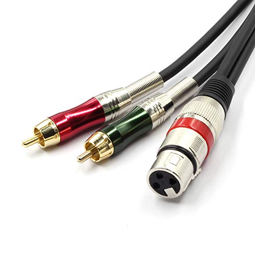 XLR Female to Dual RCA Y Splitter Patch Cable, XLR Female 3 Pin to 2 x Phono RCA Male Plug Stereo Audio Cable Connector(4.5M/15FT) - color: 4.5m(1 XLRF-2 RCAM)