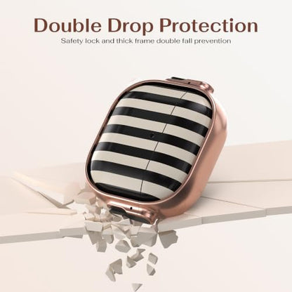 for AirPods 5/4 Case(2026/2024) with Double Safety Lock,Black White Stripes - color: Black White Stripes, size: AirPods 5/4 Case (2026/2024)