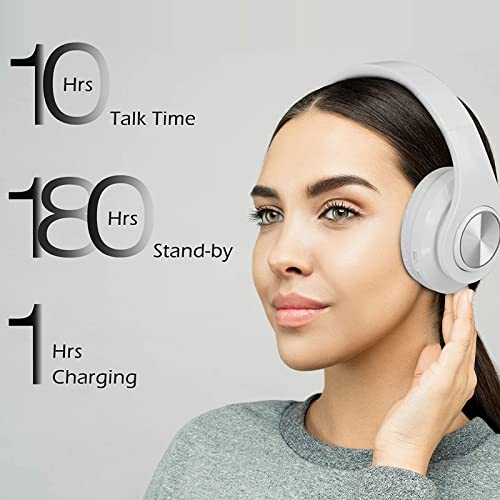 Wireless Bluetooth Headphones with Colorful LED Lights, White | HiFi Stereo Sound,Light Weight,Foldable,Colorful Backlit,Rechageable,Over Ear Headset for PC/Travel/Class/Office/Kids/Adult - color: White