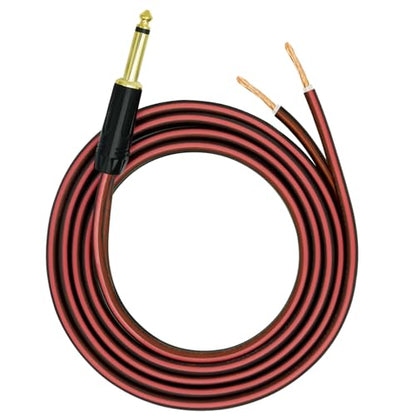 Yuchenfeng 1/4" Gold-Plated TS Mono Plug to Bare Wire Speaker Cable - 6.35mm Male Mono Adapter Replacement Open End for Guitar, Mic & DJ Gear | Hi-Fi Audio (6.5FT) - size: 6.5FT 1PCS