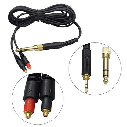 Replacement Dual Exit Audio Cable for Shure SRH1440 SRH1540 SRH1840 Headphones MMCX Earphone Cord Line, About 2 meters, Black