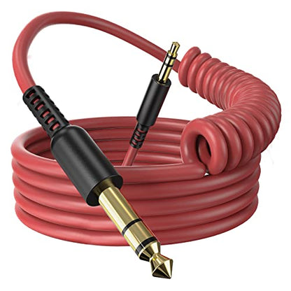 OneOdio 6.35mm to 3.5mm 6.6-9.8FT Stereo Adapter Cable Compatible with AMPs, Electronic Keyboards, Mixers, Guitars and Pro10/Pro30/Pro50 Headphones of OneOdio-Red - color: Black Red