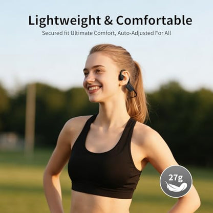 2026 Bone Conduction Headphones, Bluetooth 6.0 Open Ear Headphones，Wireless Sports Earphones IPX5 Waterproof, 10H Long Battery Life Playtime for Running，Cycling，Gym (Gray-Black)