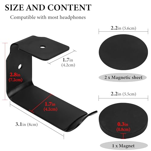 GEEKRIA Magnetic Headphone Holder, Aluminum Headset Hook for Desk, Headphone Hanger with Non-Slip Rubber Pad, Strong Magnetic Mount for Bose, Sony, Sennheiser, HyperX (Black) - style: Modern