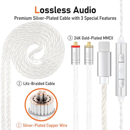 Audiovance Vibes 202ML HiFi 유선 이어버드, 아이폰 14/13/12/11/X, 프로 맥스용 | 마이크가 있는 인이어 헤드폰, 선명한 사운드, 딥 베이스, 소음 차단 이어버드, 실버 도금 코드, 편안한 핏, 케이스 - color: 5-옐로우