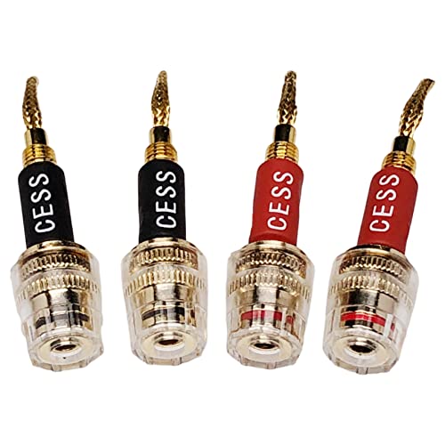 CNCESS CESS-220 Pin Banana Plug to 4mm Female Banana Jack/Speaker Wire, 4 Pack (Braided-Type to 4mm) - style: Braided-type to 4mm