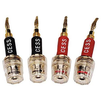 CNCESS CESS-220 Pin Banana Plug to 4mm Female Banana Jack/Speaker Wire, 4 Pack (Braided-Type to 4mm) - style: Braided-type to 4mm