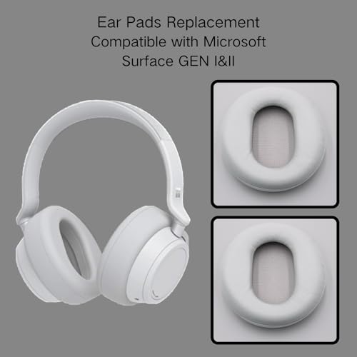 Ear Pads Replacement - Compatible with Microsoft Surface GEN I&II Headphone | Protein Leather Ear Cushions Cups, Breathable Mesh Cover with Mounting Clips (Gray) - color: Gray