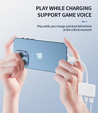 Lightning to 3.5mm Headphone Converter(2Pack)3in1 for iPhone AUX Adapter Dongle for Apple MFI Certified 11 12 13 14 Pro Max 8 Plus X XR for iPad Music Adaptador Cord Audio Charger Jack Cable Splitter