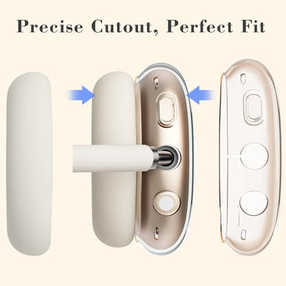 Bear Bowknot Clear Case for Apple AirPods Max, Anti-Scratch Ear Pad Covers/Ear Cups Cover/Headband Cover, Headphone Protective Accessories for AirPods Max(2020 Lightning/2024 USB-C) - color: Bear Bowknot/Beige