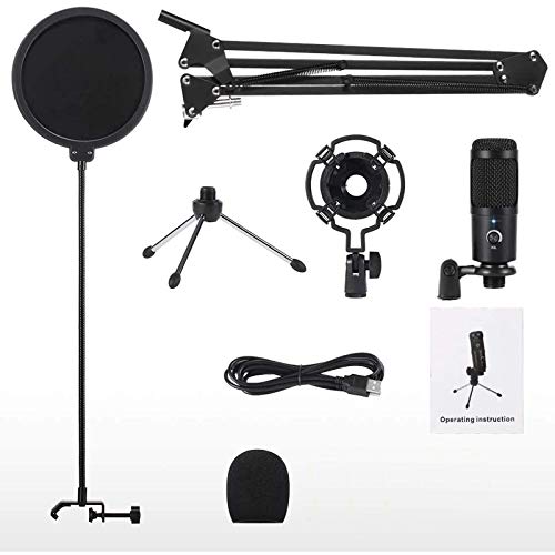 Professional Condenser Microphone Bundle Kit, Mic with Adjustable Scissor Arm Stand Shock Mount