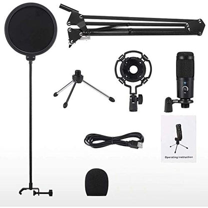 Professional Condenser Microphone Bundle Kit, Mic with Adjustable Scissor Arm Stand Shock Mount
