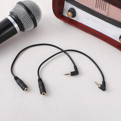 2 Pcs 2.5mm Male to 3.5mm Female Adapter Gold Plated 2.5mm Male to 3.5mm Female Stereo Audio Jack Adapter Cable 90 Degree Right Angle Connector 6 inch Cord for Radios, Headphones, Recorder, Camera