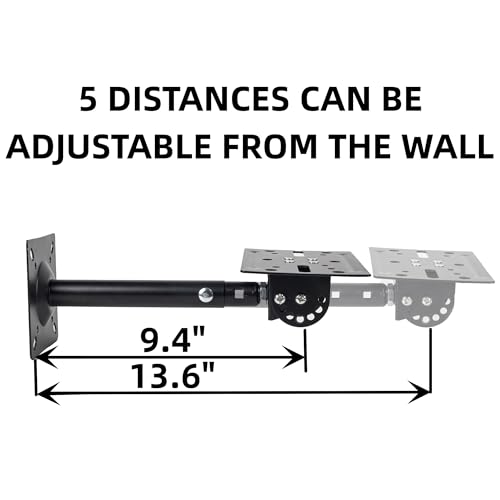 Speaker Wall, Ceiling, or Shelf Mounts Brackets Holders and Stand Mount | Heavy Duty Support up to 80lb, Adjustable Swivel & Tilt (2 Packs,Black)