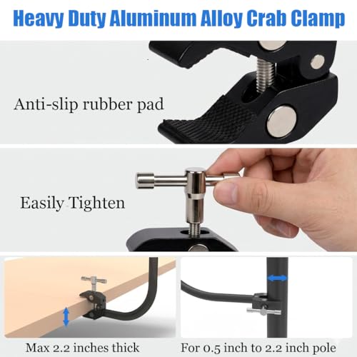 Kereal Microphone Stand Arm Gooseneck 22” Extender Mic Clip With 1/4" to 3/8" Adapter Mount & Metal Crab Clamp,Mic Holder For Podium,Kick Drum,Compatible with Fifine,Shure,Blue,Snowball,AT2020,Razer - size: mic holder with 22" gooseneck