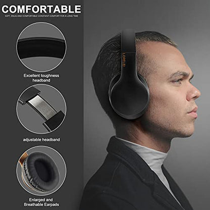 LORELEI X6 Over-Ear Headphones With Microphone, Lightweight Foldable & Portable Stereo Bass With 1.45M No-Tangle Wired for Smartphone Tablet MP3/4 (Black-Gold) - color: Black-Gold