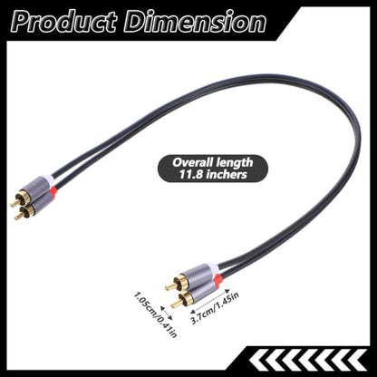 Xthrotsenk 2 Pcs RCA Cables 2RCA Male to 2RCA Audio Male 1FT RCA Cables Car Audio Subwoofer Cable for Home Theater Amplifiers Active Speakers Preamplifier