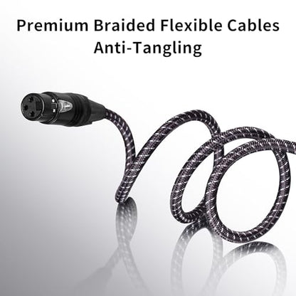 XLR Cables 1 Feet 2 Packs - 3 Pins XLR Male to Female for Microphone | Short braided balanced patch cables shielded - size: 2-Pack 1Ft