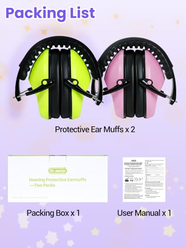 Dr.meter EM100 Kids Ear Protection Ear Muffs, Kids Noise Reduction Earmuffs | 27.4dB Noise Cancelling Headphones for Kids Adults, Adultsin Sensory Monster Jam Concerts Fireworks Study Airplane Reading - color: Pink+green