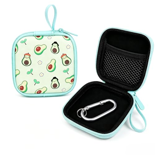1 Pack Cute Earbud Case with Carabiner, Mini Hard Shell Carrying Pouch for Wired & Wireless Earphones, Small EVA Travel Organizer Box for Charging Cables, USB Flash Drives & Coins, Avocado - color: A1-Avocado