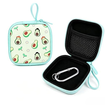 1 Pack Cute Earbud Case with Carabiner, Mini Hard Shell Carrying Pouch for Wired & Wireless Earphones, Small EVA Travel Organizer Box for Charging Cables, USB Flash Drives & Coins, Avocado - color: A1-Avocado