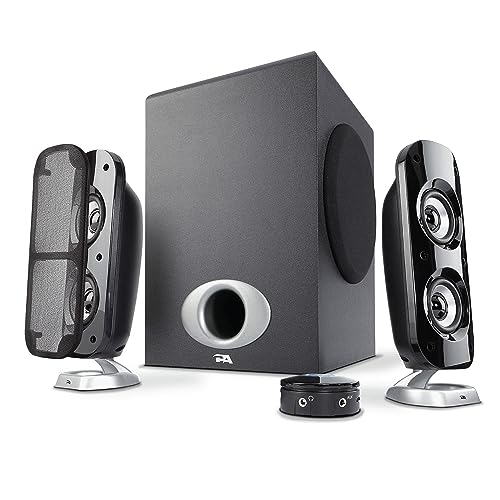 Cyber Acoustics CA-3810 2.1 Multimedia Speaker System with 80W Subwoofer | Powerful 2.1 PC Speaker System with Subwoofer, 80W Power, Desktop Control Pod, Adjustable Bass, for Music, Movies, and Gaming - size: 2.1 80W