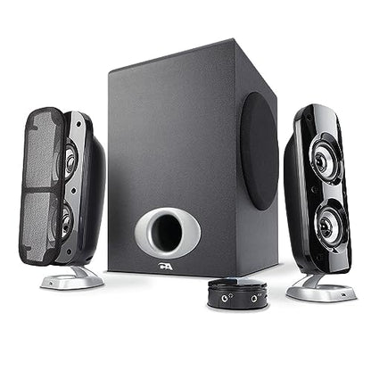 Cyber Acoustics CA-3810 2.1 Multimedia Speaker System with 80W Subwoofer | Powerful 2.1 PC Speaker System with Subwoofer, 80W Power, Desktop Control Pod, Adjustable Bass, for Music, Movies, and Gaming - size: 2.1 80W