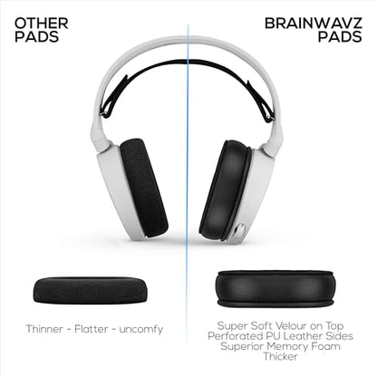 Hybrid Earpads for Steelseries Arctis 1, 3, 5, 7, 9, PRO & PRIME Headsets - Thicker Memory Foam, Comfier & Long Lasting, By Brainwavz - color: Hybrid