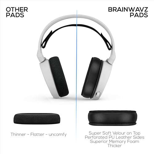 Hybrid Earpads for Steelseries Arctis 1, 3, 5, 7, 9, PRO & PRIME Headsets - Thicker Memory Foam, Comfier & Long Lasting, By Brainwavz - color: Hybrid